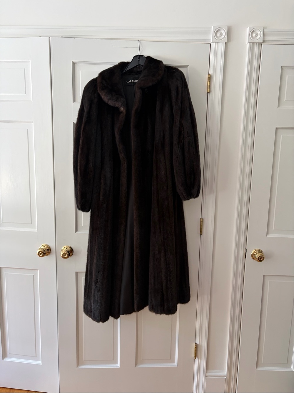 Vintage GALANOS Black Fur Coat Brown M/L